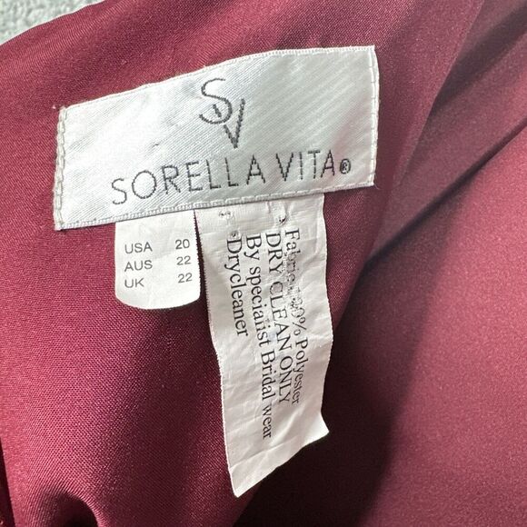 SORELLA VITA Bridesmaid Dress Burgundy Sz 20 Prom Chiffon Lined Full Length - Picture 10 of 16